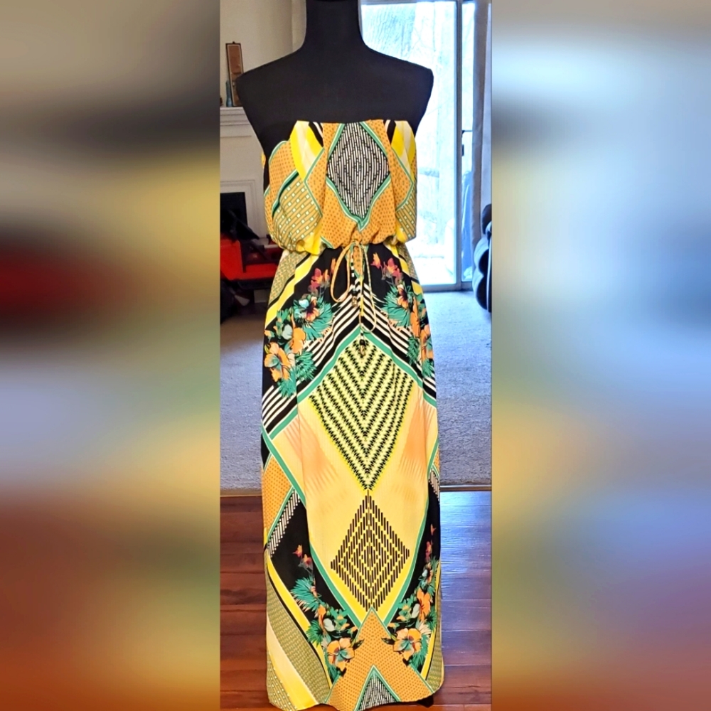 Maxi summer dress, strapless